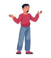 A man is standing with his hands open vector
