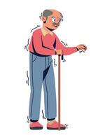 An illustration of an old man with a cane vector