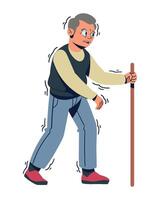 An old man walking with a stick vector