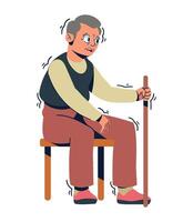 An old man sitting on a chair with a cane vector
