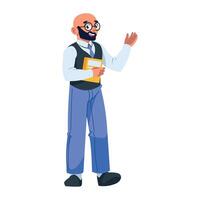 A cartoon man with glasses and a beard is holding a folder vector