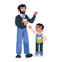 A man and boy are standing next to each other vector