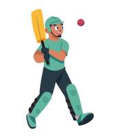Cricket player with bat and ball illustration vector