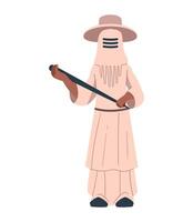 An illustration of a man in a hat and robe holding a sword vector