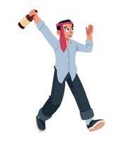 A man with a bottle of beer in his hand vector