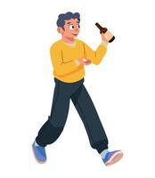 Man with beer bottle and beer illustration vector
