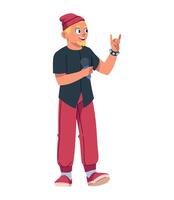 A cartoon man with a microphone and a red hat vector