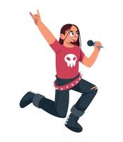 A cartoon man with a microphone in his hand vector