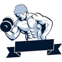A bodybuilde with a dumbbell vector