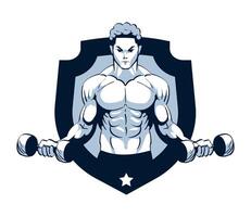 A man with a dumbbells on his shoulders vector
