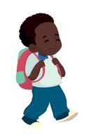 An image of a black boy with a backpack vector