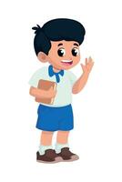 A cartoon boy with a book and a wave vector
