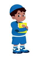 A cartoon boy holding a book vector