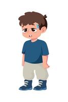 A boy with a bandage on his head vector
