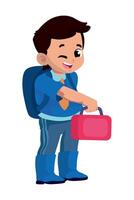 Boy with a backpack and a pink suitcase vector