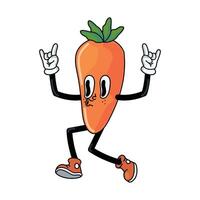 A cartoon carrot character with arms up and a hand up vector