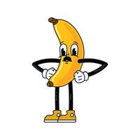 Banana cartoon character with a face and arms vector