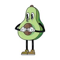 An avocado character holding a piece of fruit vector