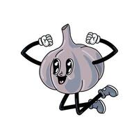 A cartoon garlic character with arms outstretched vector
