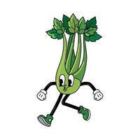 A cartoon character of a green vegetable running vector