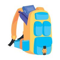 A backpack with a blue and yellow strap vector