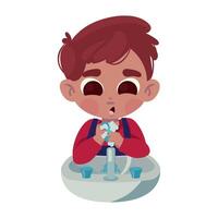 A boy is brushing his teeth in the sink vector