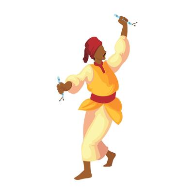 A man in a traditional costume is dancing