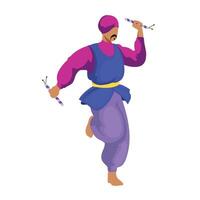 A man in a turban dancing with a stick vector