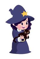 A cartoon witch holding a black cat vector
