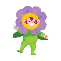 A cartoon character in a flower costume vector