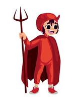 A cartoon devil in red holding a pitchfork vector