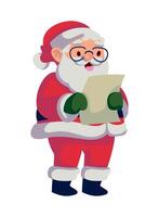 Santa claus with glasses and a paper in his hand vector