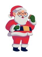 Santa claus with a cup of coffee and a cookie vector
