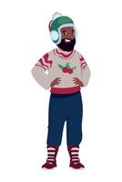 An illustration of a man in a sweater and hat vector