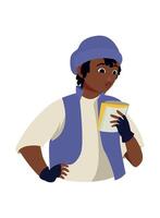 A cartoon character of a man in a hat and vest vector