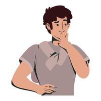 A cartoon man with his hand on his chin vector