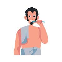 A man brushing his teeth with a toothbrush vector