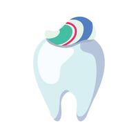 Tooth with toothpaste on it, isolated on white background vector