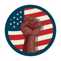 An image of a fist with an american flag background vector