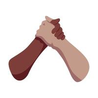 Two hands holding each other in a handshake vector
