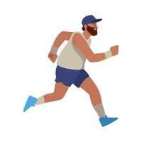 A man with a beard and cap is running vector