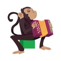 A monkey playing an accordion on a white background vector