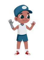 A cartoon boy with a glove on his hand vector