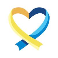 A yellow and blue ribbon in the shape of a heart vector