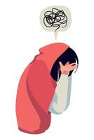 A person with a red hoodie and a speech bubble vector