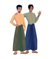 Two men in traditional clothing standing next to each other vector