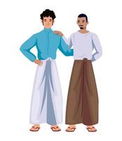Two men in traditional clothing standing next to each other vector