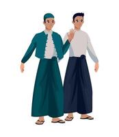 Two men in traditional clothing standing next to each other vector