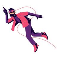 A man in a purple suit is running with a red cord vector