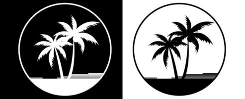 Black and white set with palm trees vector